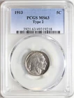 1913 P Buffalo Nickel Type 2 PCGS MS63