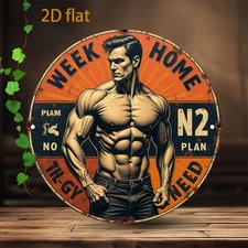 2D Flat2D Flat1pcs Retro Metal 2D Wall Art Twelve Weeks Family Workout Plan 7.8I