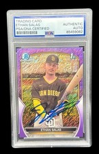 Ethan Salas Signed 2023 1st Bowman Chrome Purple Shimmer /250 Autographed PSA