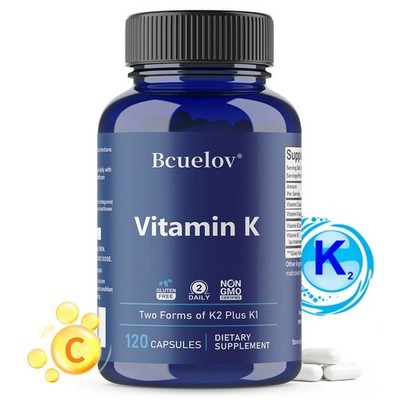 Vitamin K1 + K2 (MK-4/MK-7) Komplex-Unterstützt die Knochendichte 30/60/120 Kaps