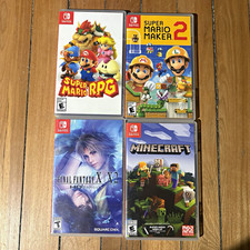 Nintendo Switch Game Lot: Super Mario RPG/Maker 2, Minecraft, FF X/X-2 w/ Cases