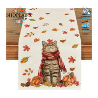 TischläUfer Katze KüRbisse AhornbläTter Herbst 40X100 Cm FüR KüChe Wohnzimmer