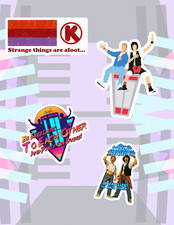 Bill  Ted's Excellent Adventure 80's Movie 4pc Sticker Pack