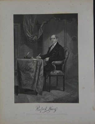 Antique Continental Congress US Constitution Rufus King Original 1860 Engraving