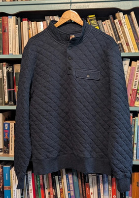 --NEW-- FAHERTY Mens Epic Quilted Fleece Pullover - Navy Melange