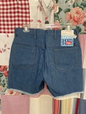 Vintage 70s NOS Mr Leggs Frayed Bottom Denim Shorts Size 31 Waist Hillbilly