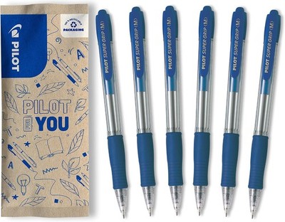 PILOT - 6er-Set Super Grip Kugelschreiber - Nachfüllbarer und Einziehbarer 