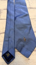 Polo by Ralph Lauren Mens Blue Tie Flesh Pony Logo 100 Silk 4"x55"