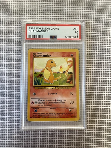 1999 Pokémon TCG Base Set Charmander #46/102  PSA 5 EXCELLENT Condition