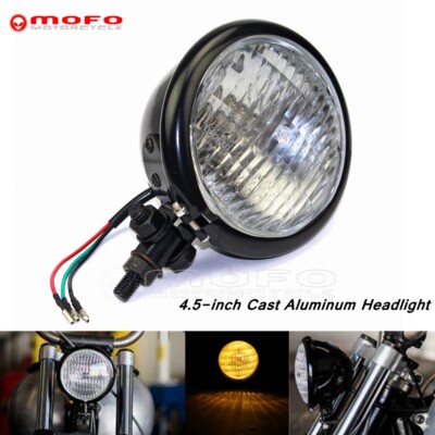 4.5'' Bates Headlight For Harley Cafe Racer E4 Approved Clear Lens H4 Head Lamp