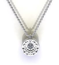 Diamond Necklace White Gold 18k Chain Pendant  0.13 cts, IJ - SI2 