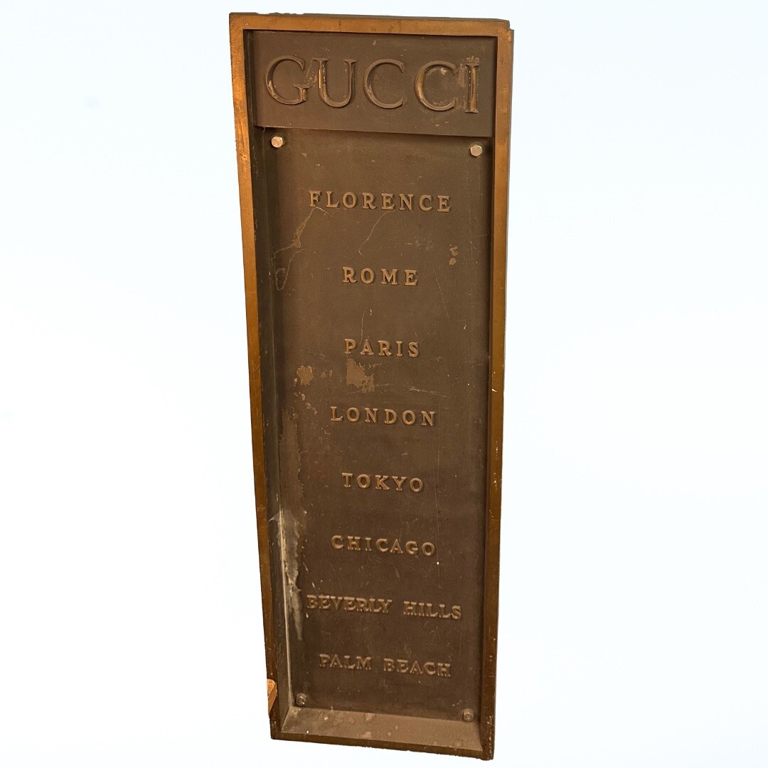 Gucci Bronze Plaque Store Sign 17.5” x 54.75” Estimated 125-150lbs