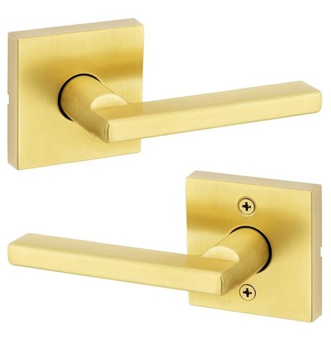 Kwikset 720HFL SQT 4 6AL RCS, Halifax Square Passage Lever Set, Satin Brass - Picture 5 of 9