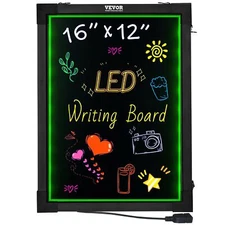 LED Message Writing Board, 16"x12" Illuminated Erasable Lighted Chalkboard 