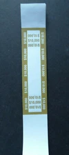 100 - Mustard $10,000 Cash Money Self-Sealing Straps Logo Currency Bands 