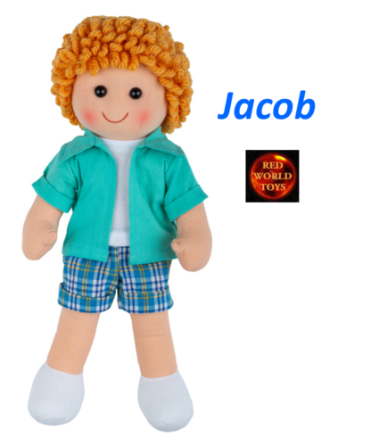 Ragdoll Jacob Soft Plush Toy Boy Doll with Check shorts and Jacket 28cm tall New - Afbeelding 1 van 2