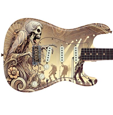 Guitar or Bass Custom Skin Wrap 'The Zombie Gig' Laminated Vinyl Sticker Decal