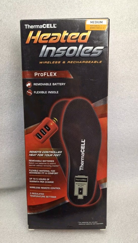 Thermacell Heated Insoles with Remote Medium Men's 5 1/2 7 Woman's 6