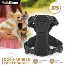 No Pull Dog Pet Harness Reflective Strip Adjustable Control Comfort Handle Black