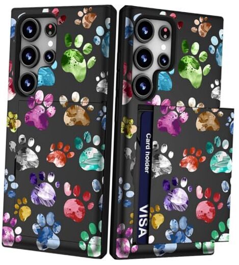 Compatible with Samsung Galaxy S24 Ultra Case Cute with Black Colorful Paws