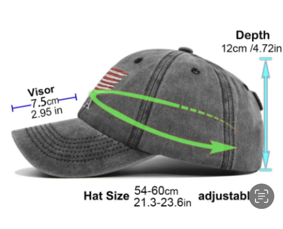 ✅ Gorra de béisbol envejecida con una bandera estadounidense en NEGRO - 4 de JULIO ✅ Foto 2 de 4