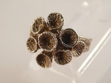 MODERNIST ABSTRACT STERLING SILVER FLOWER RING SIZE 7.5 ARTISAN HANDCRAFTED