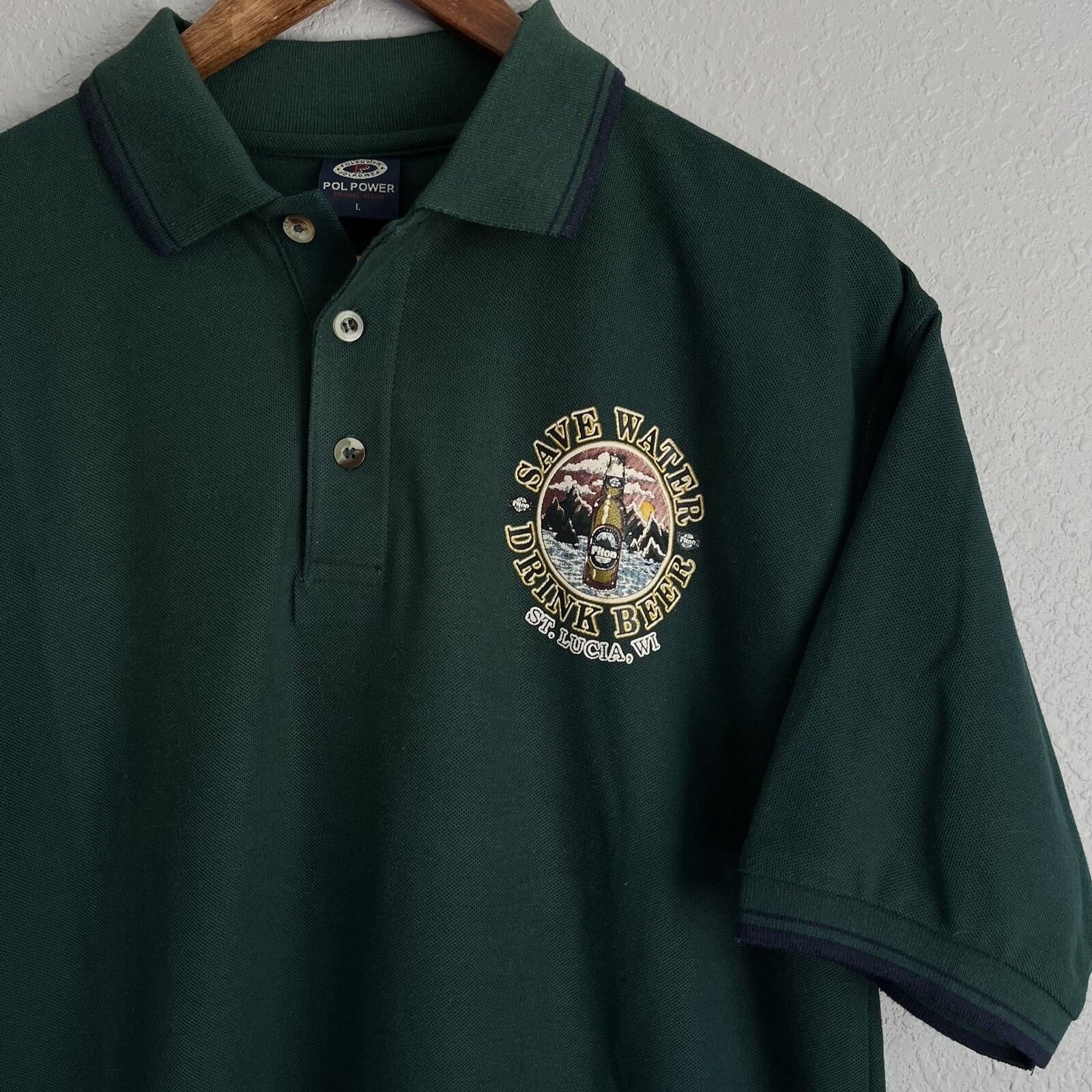 90s Piton Lager Beer Brewery Polo Shirt Size Large Gem