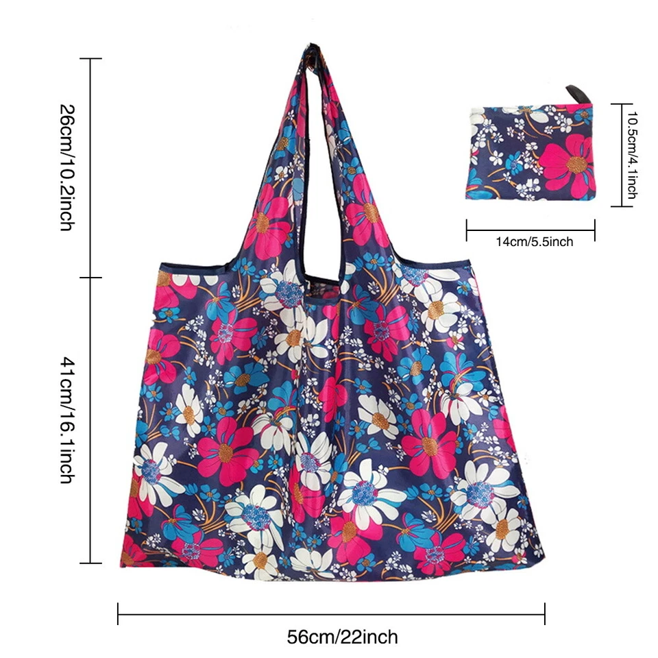 Large Foldable Reusable Ladies Shopping Bag Eco Tote Handbag Fold Away Bag UK - Image 2 of 4