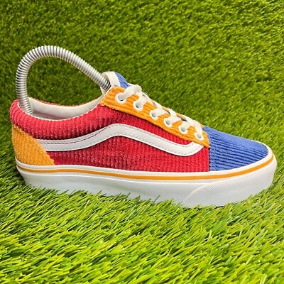 Vans Old Skool Corduroy Womens Size 7 Blue Red Casual Skate Shoes Sneakers
