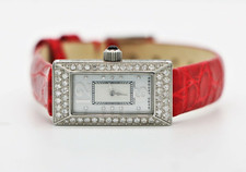 Classic Marc Jacobs Sleek Diamond Steel Ladies Genuine Crocodile Wrist Watch 