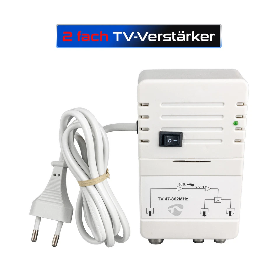 Kabelfernsehen DVB-C Zweigeräteverstärker Verstärker 25dB Vodafone Kabel HD 4K + - Bild 2 von 4