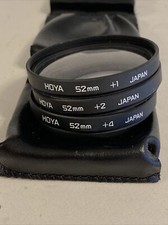 Set of 3 HOYA Camera Lens Filters 52 mm  1 2 4 Japan Black Case Vintage