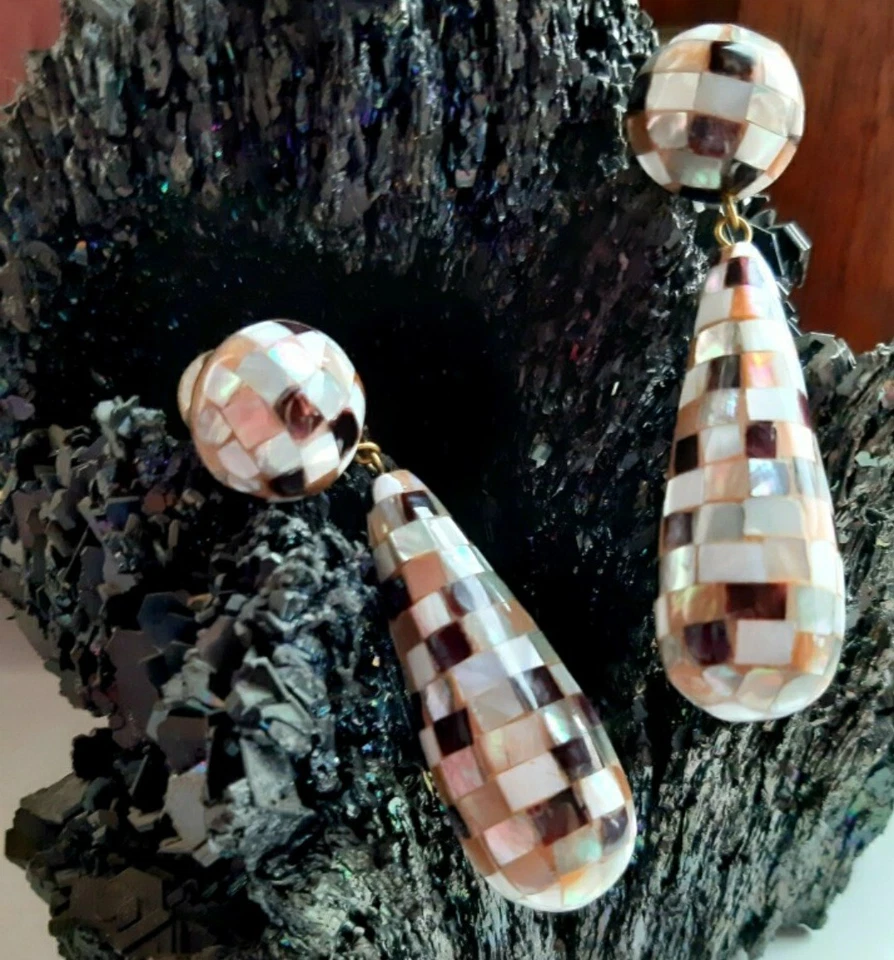 Ohrcliphänger aus Perlmutt Mosaik°. - Bild 3 von 3