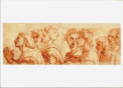 The Heads and Shoulders of Eight Apostles Raphael Santi Red Chalk Postcard 