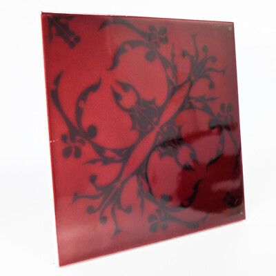 Individuelle Gothic Floral Siebdruck Burgund glasierte Fliese 150 mm