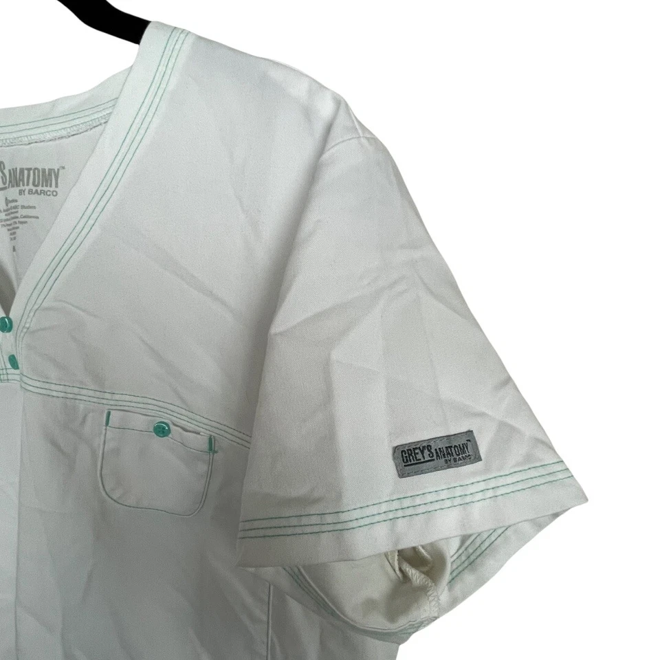 Blusa esfoliante médica costura azul-petróleo branca Grey's Anatomy tamanho M - Imagem 4 de 4