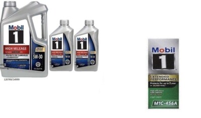 Mobil1 M1C-456A Engine Oil Filter & 7 Quarts Mobil1 5W30 Full Syn H/M Motor Oil