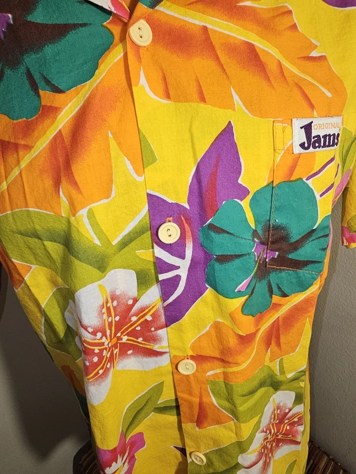 Camisa abotonada A6 vintage años 80 Surf Line Hawaii original mermeladas talla mediana para hombre Foto 3 de 4