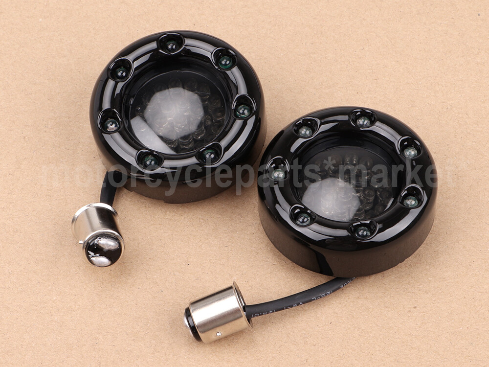 Black/Red FireRing LED Bullet Turn Signals Kit for HD Harley Touring