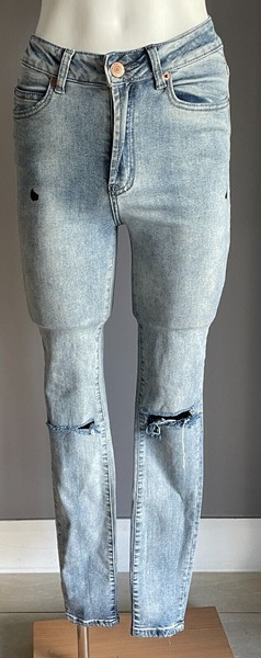 COTTON ON Denim Jeans Stretch Faded Blue High Rise Ripped Knee Skinny Size 8