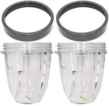 Blendin 2 Pack 18 Oz Short  Cup & Lip Rings, Compatible with Nutribullet Blender