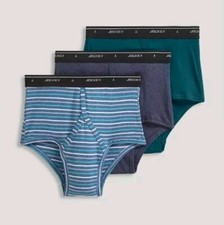 Men's Jockey Underwear 3-pack Classic Knit Full-Rise Briefs/Blue Size 34 New 