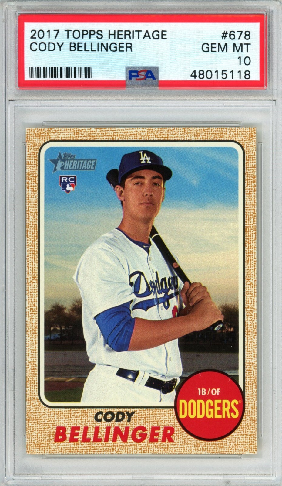 2017 TOPPS HERITAGE #678 CODY BELLINGER ROOKIE PSA 10 GEM MINT