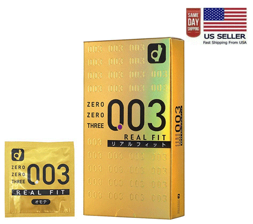 Okamoto 003 Zero Zero Three Real Fit Ultra Thin 0.03 mm Condom 10pcs(US Seller) - Picture 1 of 8