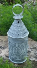 Galvanized Metal LANTERN Taper Candle Holder Primitive/Country Farmhouse*LAST 1