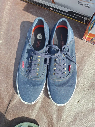 Levis Shoes Mens 12 Monterey Casual Low Sneakers Denim Blue Canvas Lace Up