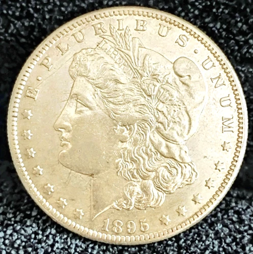 1895 S Morgan Dollar AU++ Great Eye Appeal Excellent Strike. 100% Original White