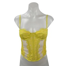Urban Outfitters Modern Love Yellow Corset Bustier Floral Lace Cami Crop Top M