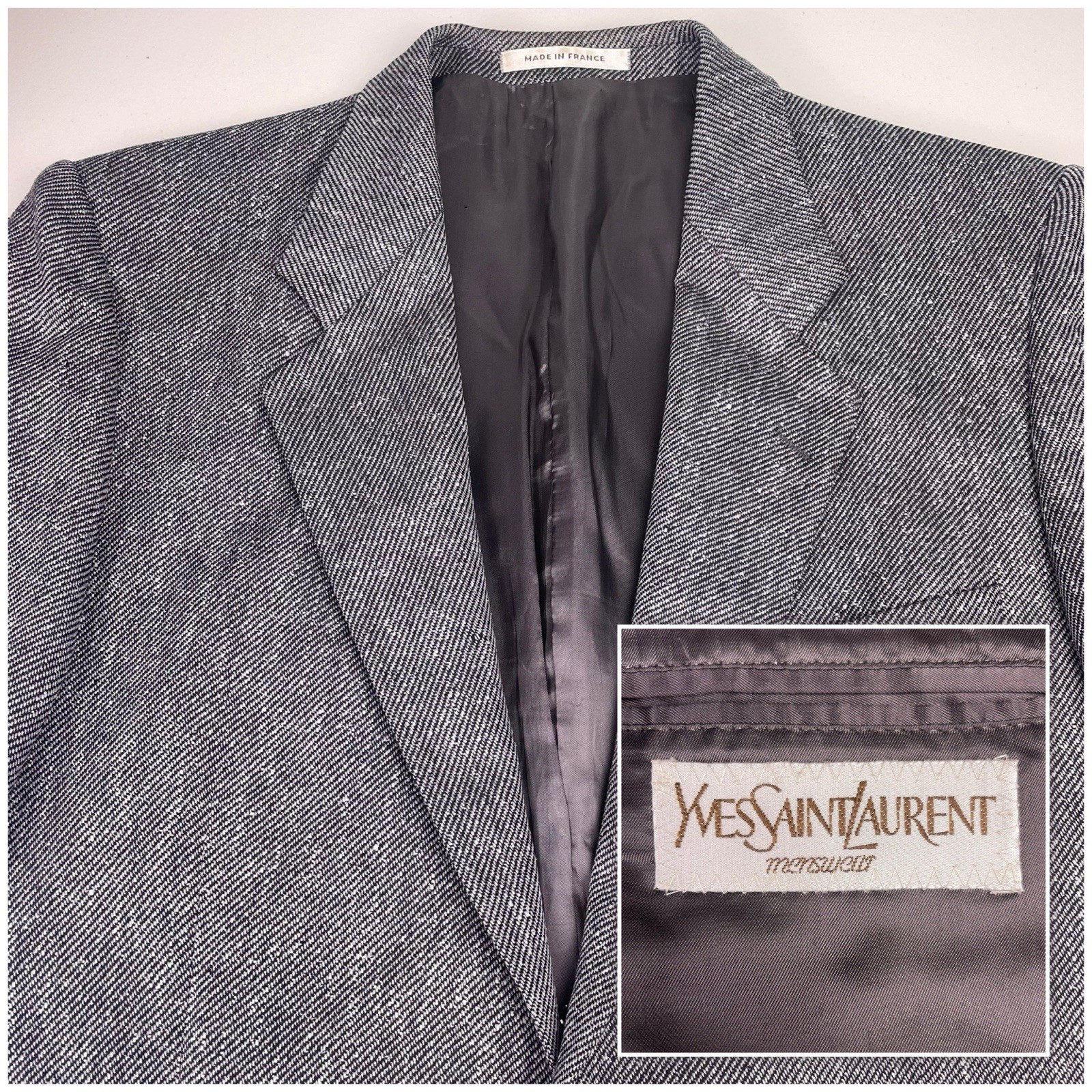 Cappotto sportivo blazer Yves Saint Laurent YSL anni 80 (40R) uomo 2 bottoni senza sfiato in ottime condizioni