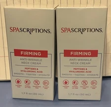 2x Lot SpaScriptions Firming Anti-Wrinkle Neck Cream W/Hyaluronic Acid, 1.7 Oz.